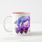 Unicorn Butterfys Fantasy Art Personalisiert Zweifarbige Tasse (Links)
