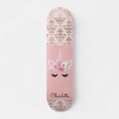 Unicorn Button Damask Personalisiert Skateboard (Vorne)