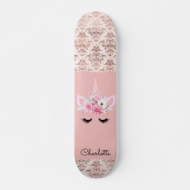 Unicorn Button Damask Personalisiert Skateboard
