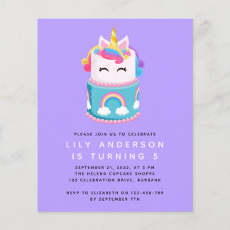 UNICORN Cake Geburtstagspartei Einladung