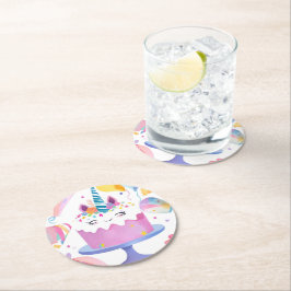 Unicorn Cake Round Paper Untersetzer