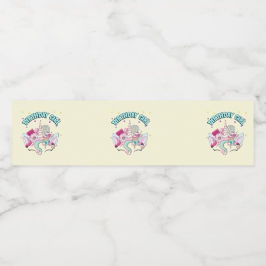 Unicorn Candy Birthday Party Sweet Lovers Wasserflaschenetikett (Einzelnes Label)