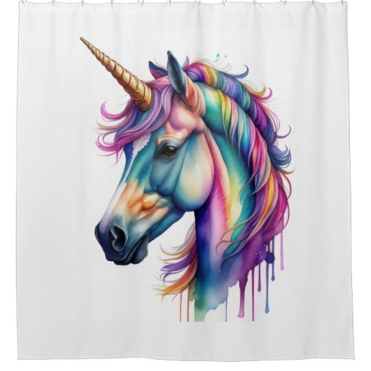 Unicorn Candy Colors Duschvorhang (Vorderseite)