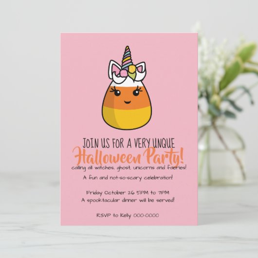 Unicorn Candy Corn Einladung ~ die Unicandycorn! (Stehend Vorderseite)