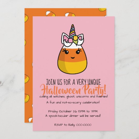 Unicorn Candy Corn Einladung ~ die Unicandycorn! (Vorne/Hinten)