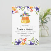 Unicorn Candy Corn | Einladung von Halloween-Party (Stehend Vorderseite)