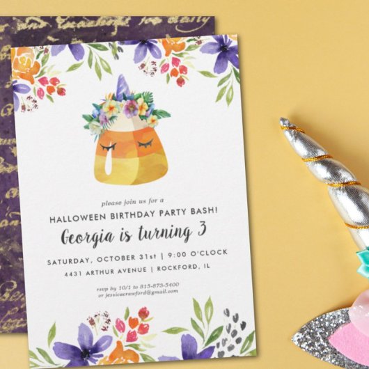 Unicorn Candy Corn | Einladung von Halloween-Party