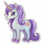 Unicorn-Cartoon zeichnend Aufkleber (Vorderseite)