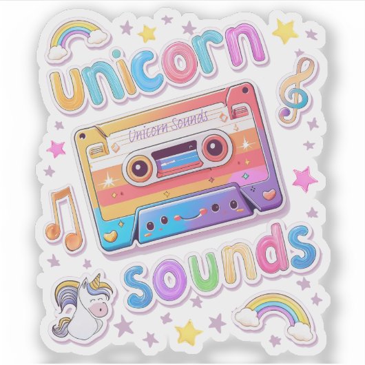 Unicorn Cassette Collage Aufkleber (Vorderseite)