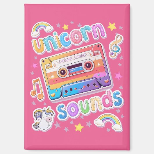 Unicorn Cassette Collage Magnet (Vorderseite)