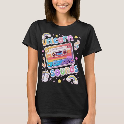 Unicorn Cassette Collage T-Shirt (Vorderseite)