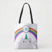Unicorn Cat and Rainbow Initial Tasche (Vorderseite)