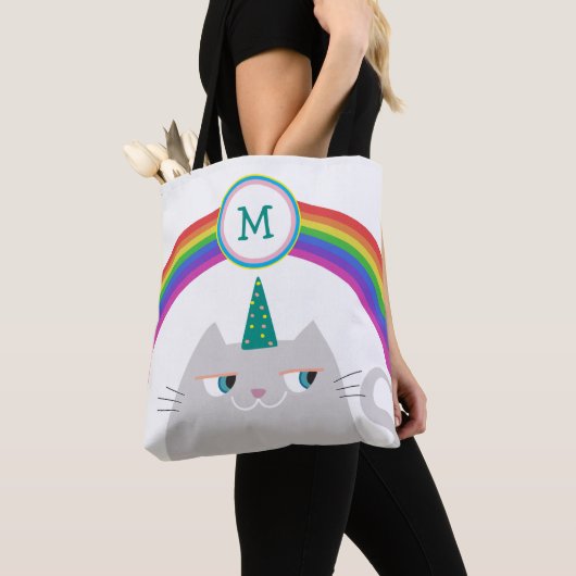 Unicorn Cat and Rainbow Initial Tasche (Von Nahem)