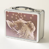 Unicorn Cat Caticorn Pink und Gold Metall Brotdose (Rückseite)