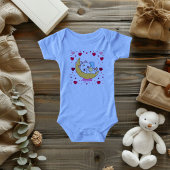 Unicorn Cat Dreams Magical Moon Hearts Baby Strampler
