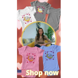 Unicorn Cat Dreams Magical Moon Hearts Baby Strampler