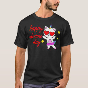 Unicorn cat Happy valentine day for Cartoon unicor T-Shirt