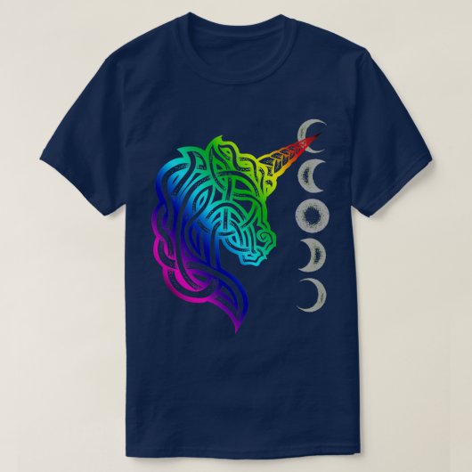 Unicorn Celtic Knot Dotwork Rainbow Design T-Shirt (Design vorne)