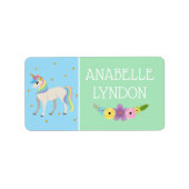 Unicorn Child School Name Labels | Editierbare Far Adressaufkleber (Vorne)