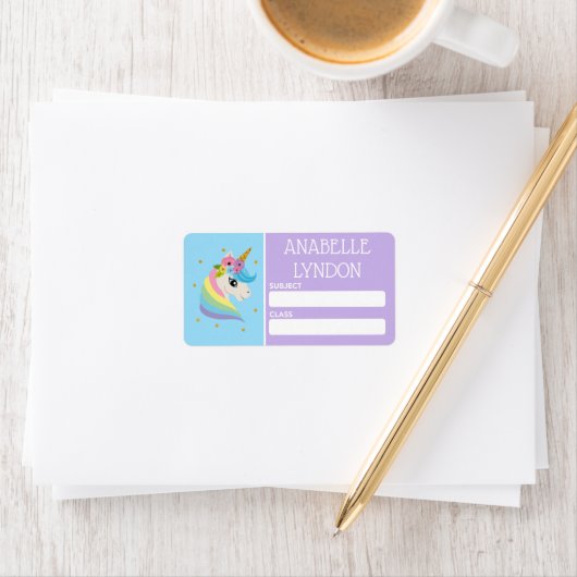 Unicorn Child School Name Labels | Editierbare Far Adressaufkleber (Insitu)