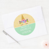 Unicorn Child School Name Labels | Editierbare Far Runder Aufkleber (Umschlag)
