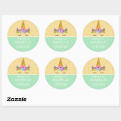 Unicorn Child School Name Labels | Editierbare Far Runder Aufkleber (Blatt)