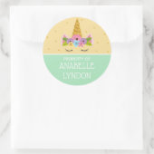Unicorn Child School Name Labels | Editierbare Far Runder Aufkleber (Tasche)