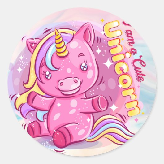 Unicorn Classic Round Aufkleber (Vorderseite)