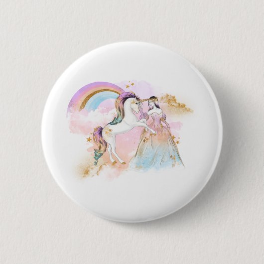 Unicorn Clipart Rainbow Fairytale Button (Vorderseite)