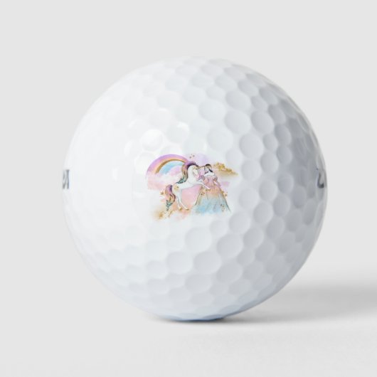Unicorn Clipart Rainbow Fairytale Golfball (Vorderseite)