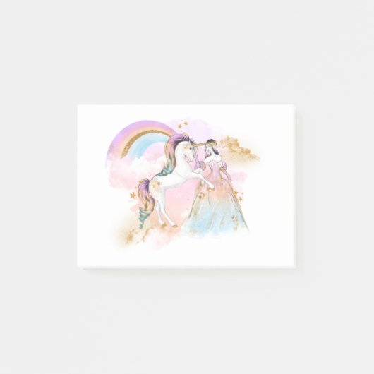 Unicorn Clipart Rainbow Fairytale Post-it Klebezettel (Vorderseite)