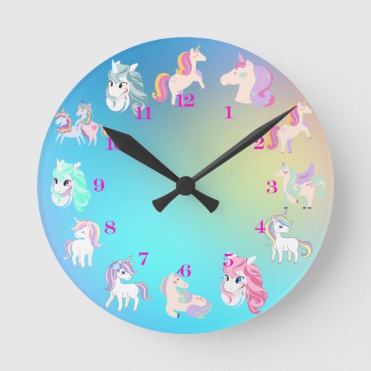 Unicorn Clock Runde Wanduhr (Vorderseite)