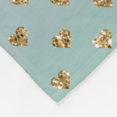 Unicorn Confetti Ombre Gold Glitzer Herz Fleecedecke (Ecke)