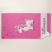 Unicorn Confetti Trendy Stilvoll Mit Monogramm Strandtuch (Vorderseite)