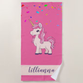 Unicorn Confetti Trendy Stilvoll Mit Monogramm Strandtuch (Vorderseite)