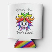 Unicorn Crazy Hair Keine Sorge Funny Dosenkühler (Vorderseite)