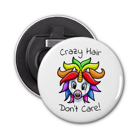 Unicorn Crazy Hair Keine Sorge Funny Flaschenöffner (Vorderseite)