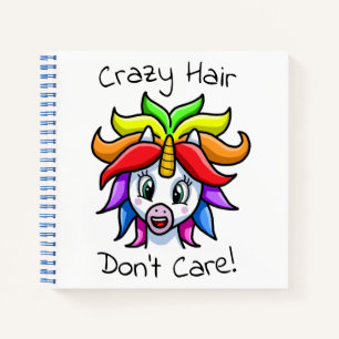 Unicorn Crazy Hair Keine Sorge Funny Notizblock