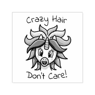 Unicorn Crazy Hair Keine Sorge Funny Permastempel