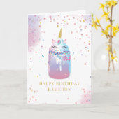 Unicorn Crazy Milkshake Girl's Birthday Karte (Gelbe Blume)