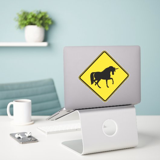 Unicorn Crossing Aufkleber (Laptop auf Schreibtisch)