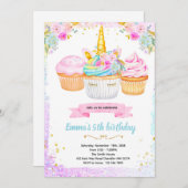 Unicorn cupcake birthday party invitation einladung (Vorne/Hinten)