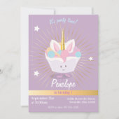 Unicorn Cupcake mit Sternen| Einladung zum Geburts (Vorderseite)