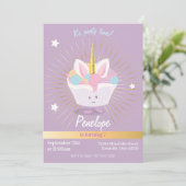 Unicorn Cupcake mit Sternen| Einladung zum Geburts (Stehend Vorderseite)