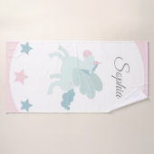 Unicorn Custom Name Cute Pink Blue Badehandtuch (Badehandtuch)