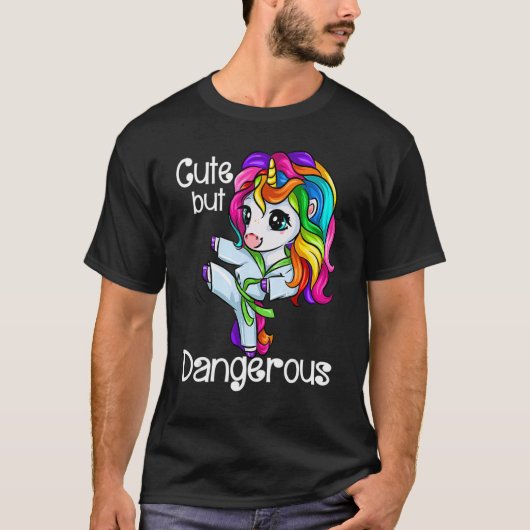 Unicorn Cute But Dangerous Funny Karate Taekwondo_ T-Shirt (Vorderseite)