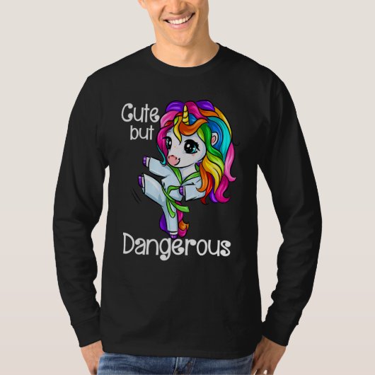 Unicorn Cute But Dangerous Funny Karate Taekwondo_ T-Shirt (Vorderseite)