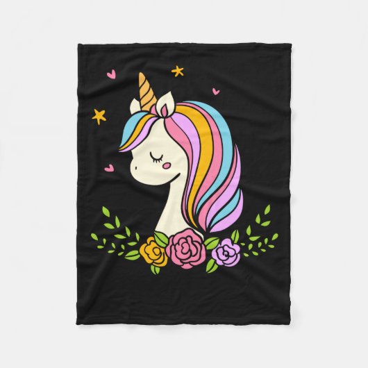 Unicorn Cute Whimsical Girly D Name Fleecedecke (Vorderseite)