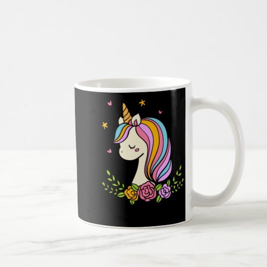 Unicorn Cute Whimsical Girly D Name Kaffeetasse (Rechts)