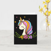 Unicorn Cute Whimsical Girly D Name Karte (Gelbe Blume)
